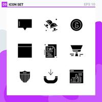 9 Thematic Vector Solid Glyphs and Editable Symbols of knowledge a business test grid Editable Vector Design Elements