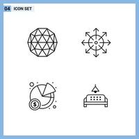 Set of 4 Commercial Filledline Flat Colors pack for qtum chart crypto currency media statistics Editable Vector Design Elements
