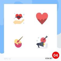 Universal Icon Symbols Group of 4 Modern Flat Icons of hand easter heart beat painting Editable Vector Design Elements