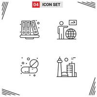 4 Creative Icons Modern Signs and Symbols of back to school capsule library user medicine Editable Vector Design Elements