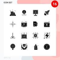 Set of 16 Commercial Solid Glyphs pack for goal startup people print branding Editable Vector Design Elements