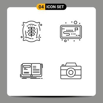 4 signos de línea universal símbolos de agricultura flujo de trabajo de granja abierta narración elementos de diseño vectorial editables vector