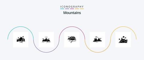 Mountains Glyph 5 Icon Pack Including hill. crack. mountain. rocks. hill vector