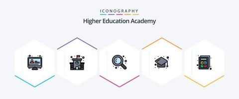 Academy 25 FilledLine icon pack including . calculator. searching. study. study vector