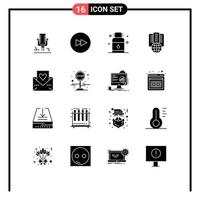 Group of 16 Solid Glyphs Signs and Symbols for love server jar proxy hosting Editable Vector Design Elements