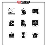 9 iconos creativos, signos y símbolos modernos de crypto bit bay, estudio de lectura deportiva, elementos de diseño vectorial editables vector