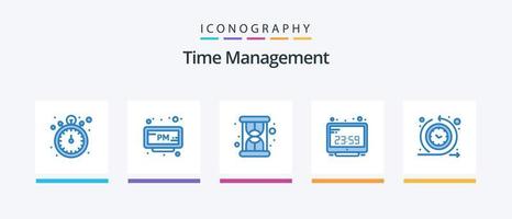 Time Management Blue 5 Icon Pack Including regular. display. hourglass. computer time. computer. Creative Icons Design vector