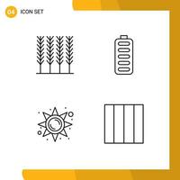 4 Universal Line Signs Symbols of cereal sun accumulator energy grid Editable Vector Design Elements