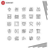 25 User Interface Line Pack of modern Signs and Symbols of gift star lock magic blocks Editable Vector Design Elements