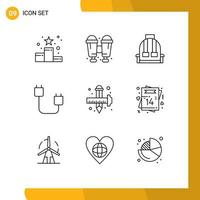 9 Thematic Vector Outlines and Editable Symbols of art gadget backpack devices computers Editable Vector Design Elements