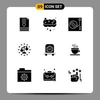 9 Solid Glyph concept for Websites Mobile and Apps hotel justice wash gdpr audio Editable Vector Design Elements