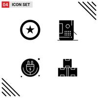 Group of Modern Solid Glyphs Set for star internet bucket development iot Editable Vector Design Elements