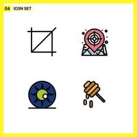 Group of 4 Filledline Flat Colors Signs and Symbols for crop retina location bloody eyeball bee Editable Vector Design Elements