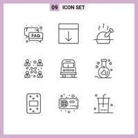 Stock Vector Icon Pack of 9 Line Signs and Symbols for transport people layout modern roast Editable Vector Design Elements