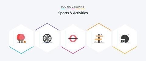 Sports and Activities 25 Flat icon pack including rugby. football. shooting board. recreation. directions vector