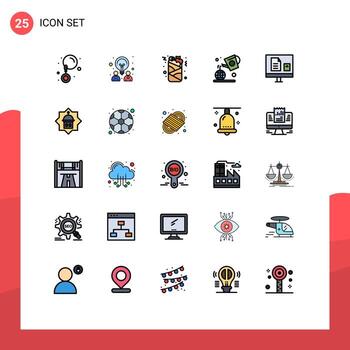 25 líneas llenas de vectores temáticos colores planos y símbolos editables de elementos de diseño de vectores editables del día de la agricultura de bebidas electrónicas