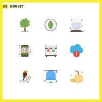 Modern Set of 9 Flat Colors Pictograph of experiment learning drink e education apps Editable Vector Design Elements