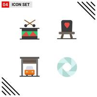 Pack of 4 Modern Flat Icons Signs and Symbols for Web Print Media such as christmas aperture holiday car focus Editable Vector Design Elements