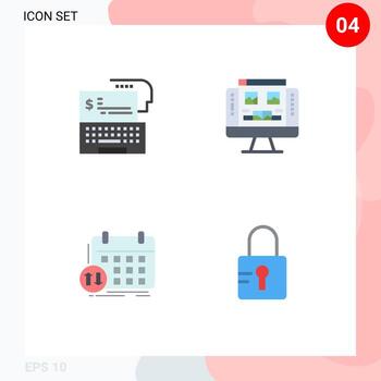 paquete de iconos de vector de stock de 4 signos y símbolos de línea para la banca digital horario dinero computadora horario elementos de diseño vectorial editables
