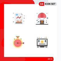 Pack of 4 Modern Flat Icons Signs and Symbols for Web Print Media such as business launch growth logistic optimization Editable Vector Design Elements