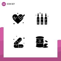 4 iconos creativos signos y símbolos modernos de ampollas de salud médica barriles de medicina elementos de diseño vectorial editables vector