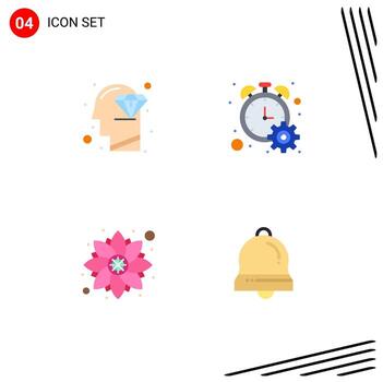 4 Thematic Vector Flat Icons and Editable Symbols of diamond pattern perfection progress percent party Editable Vector Design Elements
