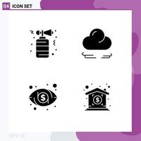 Modern Set of 4 Solid Glyphs and symbols such as horn vision party crescent price Editable Vector Design Elements