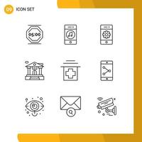 9 Thematic Vector Outlines and Editable Symbols of building bank player smartphone phone Editable Vector Design Elements