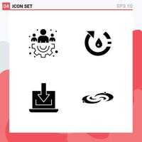 4 Thematic Vector Solid Glyphs and Editable Symbols of group arrow drop nature download Editable Vector Design Elements