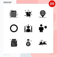 conjunto de 9 iconos de interfaz de usuario modernos signos de símbolos para elementos de diseño de vector editables de junta de cuña de negocio de celebridades estrella