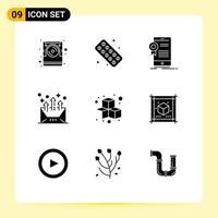 9 Universal Solid Glyphs Set for Web and Mobile Applications letter communication certificate arrow approval Editable Vector Design Elements