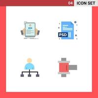 Pictogram Set of 4 Simple Flat Icons of resume cinema hr extension share Editable Vector Design Elements