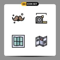 4 Creative Icons Modern Signs and Symbols of accessories ruler fathers day measurement map Editable Vector Design Elements