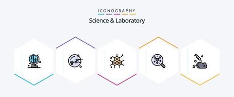 paquete de íconos de 25 líneas completas de ciencia que incluye ciencia. laboratorio. molecular. experimento. molécula vector