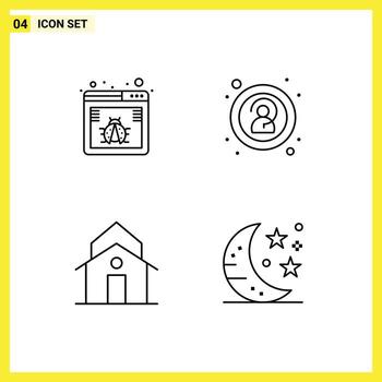 Modern Set of 4 Filledline Flat Colors and symbols such as browser house web unknown tower Editable Vector Design Elements