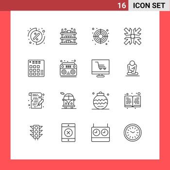 paquete de línea de vector editable de 16 contornos simples de controlador en vivo seo audio ampliar elementos de diseño de vector editable