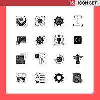 Group of 16 Modern Solid Glyphs Set for hardware phone transfer telephoe font Editable Vector Design Elements