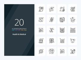 20 Health And Medical Outline icon for presentation vector