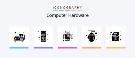 Computer Hardware Glyph 5 Icon Pack Including hardware. disk. computer. computer. mouse. Creative Icons Design vector