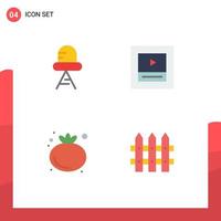 Pictogram Set of 4 Simple Flat Icons of diode construction layout food garden Editable Vector Design Elements