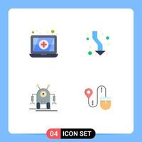 4 Universal Flat Icon Signs Symbols of antivirus technology up human location Editable Vector Design Elements