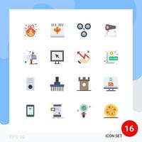 Set of 16 Modern UI Icons Symbols Signs for letter machine leaf hair dryer Editable Pack of Creative Vector Design Elements