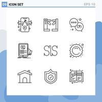 Editable Vector Line Pack of 9 Simple Outlines of crypto tutorial question seminar online Editable Vector Design Elements