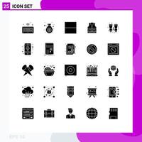 25 Universal Solid Glyph Signs Symbols of search binocular interface repair labour Editable Vector Design Elements