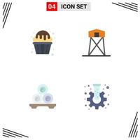 paquete de iconos de vector de stock de 4 signos y símbolos de línea para muffin de guerra de cupcakes elementos de diseño de vector editables de relajación histórica