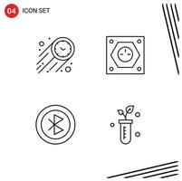 conjunto de 4 iconos de interfaz de usuario modernos signos de símbolos para dispositivos de enchufe de tiempo bluetooth rápidos elementos de diseño vectorial editables vector