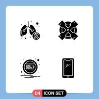4 User Interface Solid Glyph Pack of modern Signs and Symbols of cancer charge lungs cancer tool notification Editable Vector Design Elements