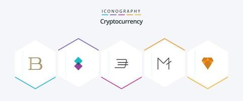 Cryptocurrency 25 Flat icon pack including crypto. asch. daxx coin. crypto currency. coin vector