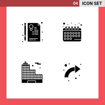 4 Solid Glyph concept for Websites Mobile and Apps certificate city seal date arrow Editable Vector Design Elements