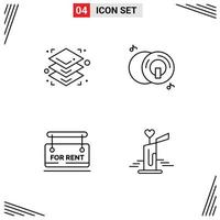 User Interface Pack of 4 Basic Filledline Flat Colors of height for rent cd multimedia candle Editable Vector Design Elements